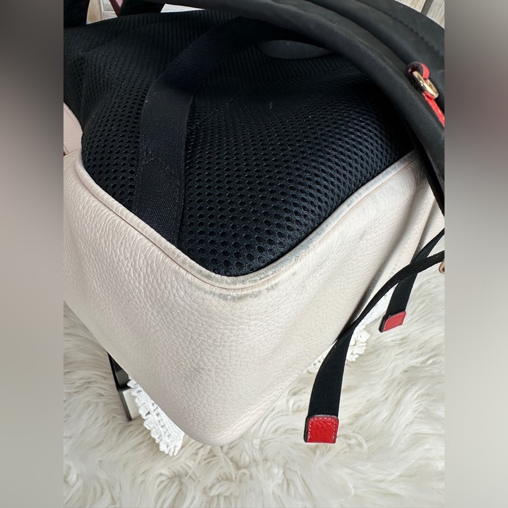 White Leather Coach Court Backpack Heart Cherry Print Limited Edition - Picture 9 of 13